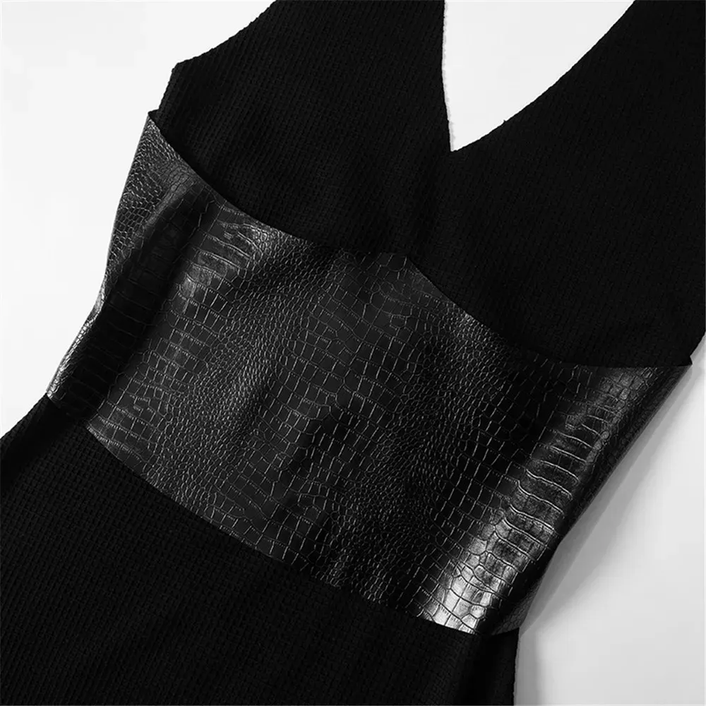 2024 Designer Sexy Mini Dress Women V neck Halter Dresses Spring Summer Backless Bodycon Black Dress Party Club Wear Bulk Wholesale Clothing 10650