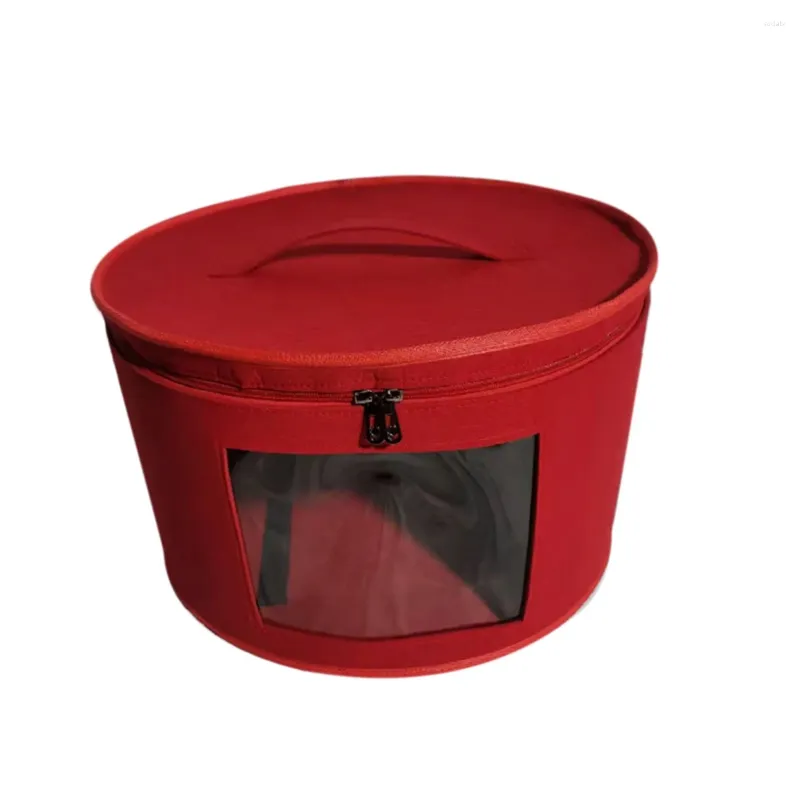 Jewelry Pouches Hat Box Organizer Round Travel Boxes Foldable Storage Bag With Dustproof Lid Large D