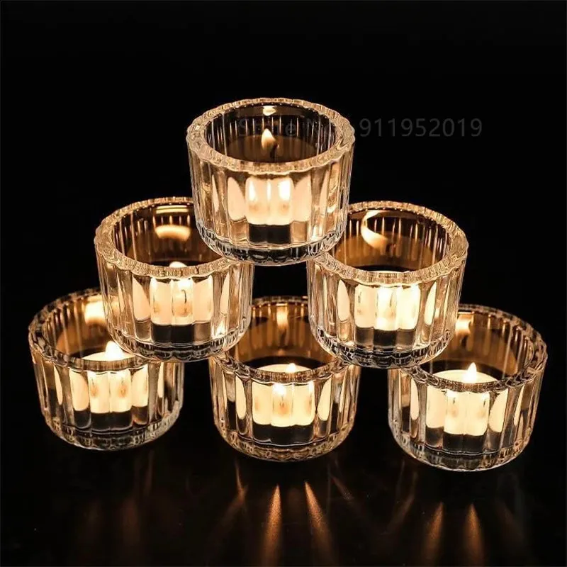 Bougeoirs photophores en verre transparent épais, porte-bougie votive en vrac pour décoration de Table de mariage, centres de table 240125