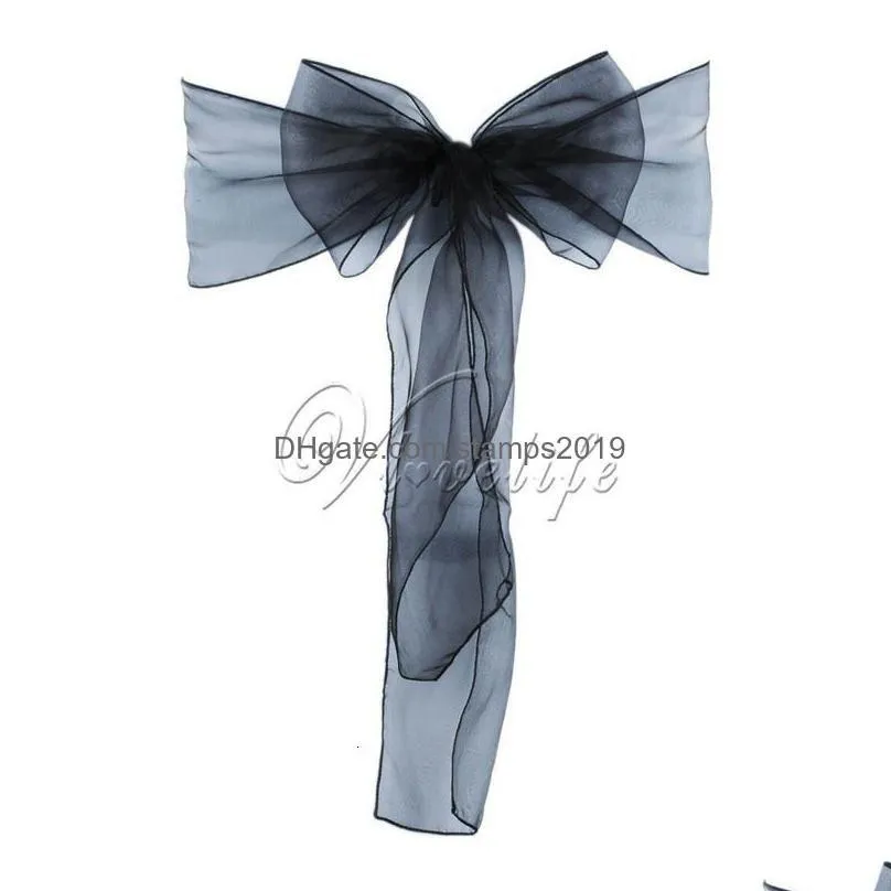 SASHES 100st Stol Organza Bows Wedding Party Supplies Christmas Valentines Decle Sheer Tygdekoration 230721 Drop Delivery Home Dhavh