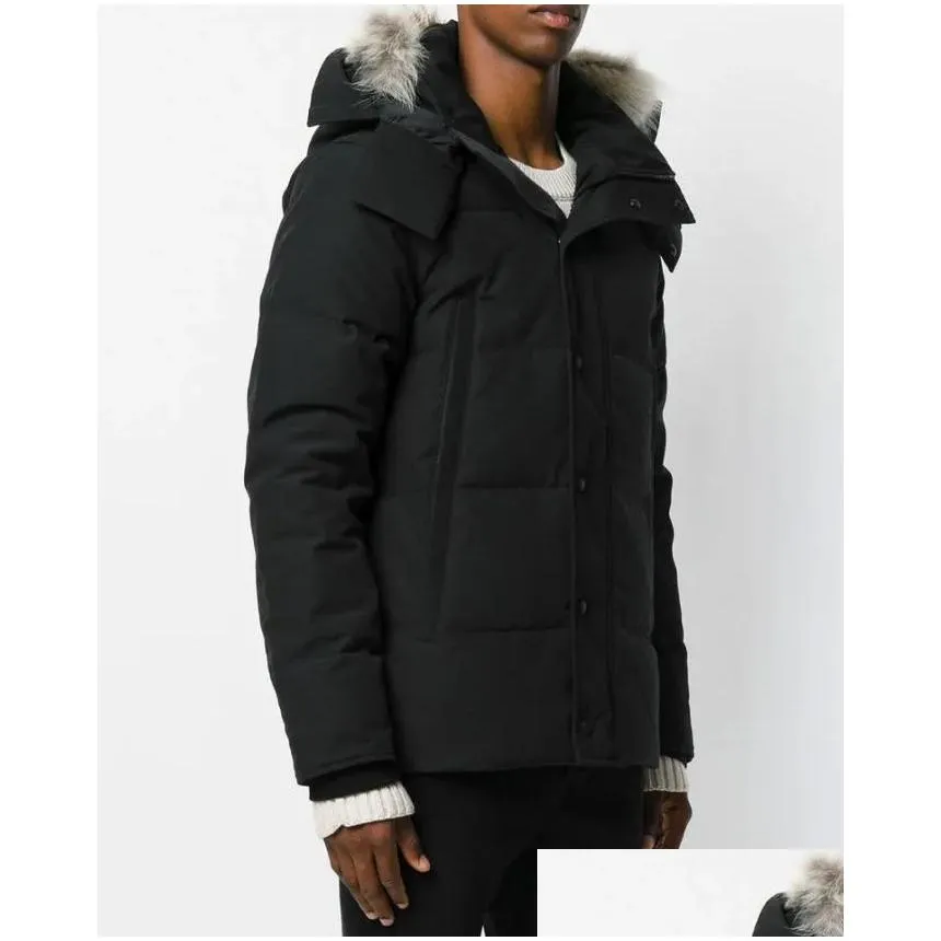 Mens Down Parkas Hiver Fourrure Parka Homme Jassen Chaquetas Vêtements d'extérieur Wolf Fourrure à capuche Manteau Wyndham Canada Veste Manteau Hiver Doudo Otsv9