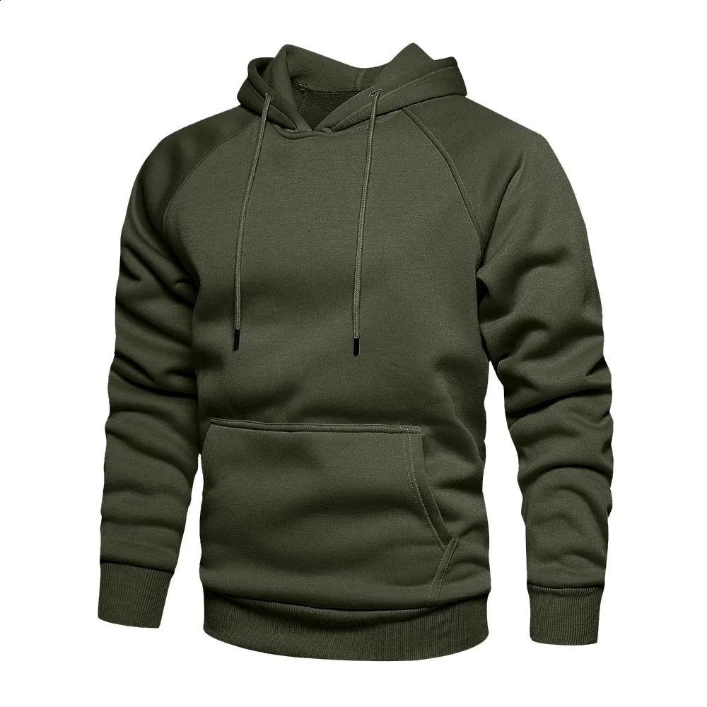 Mens Hoodie Solid Color Fleece Hip Hop Long Sleeve Pullover Spring Autumn Streetwear Outwear Male Sweatshirt 240131