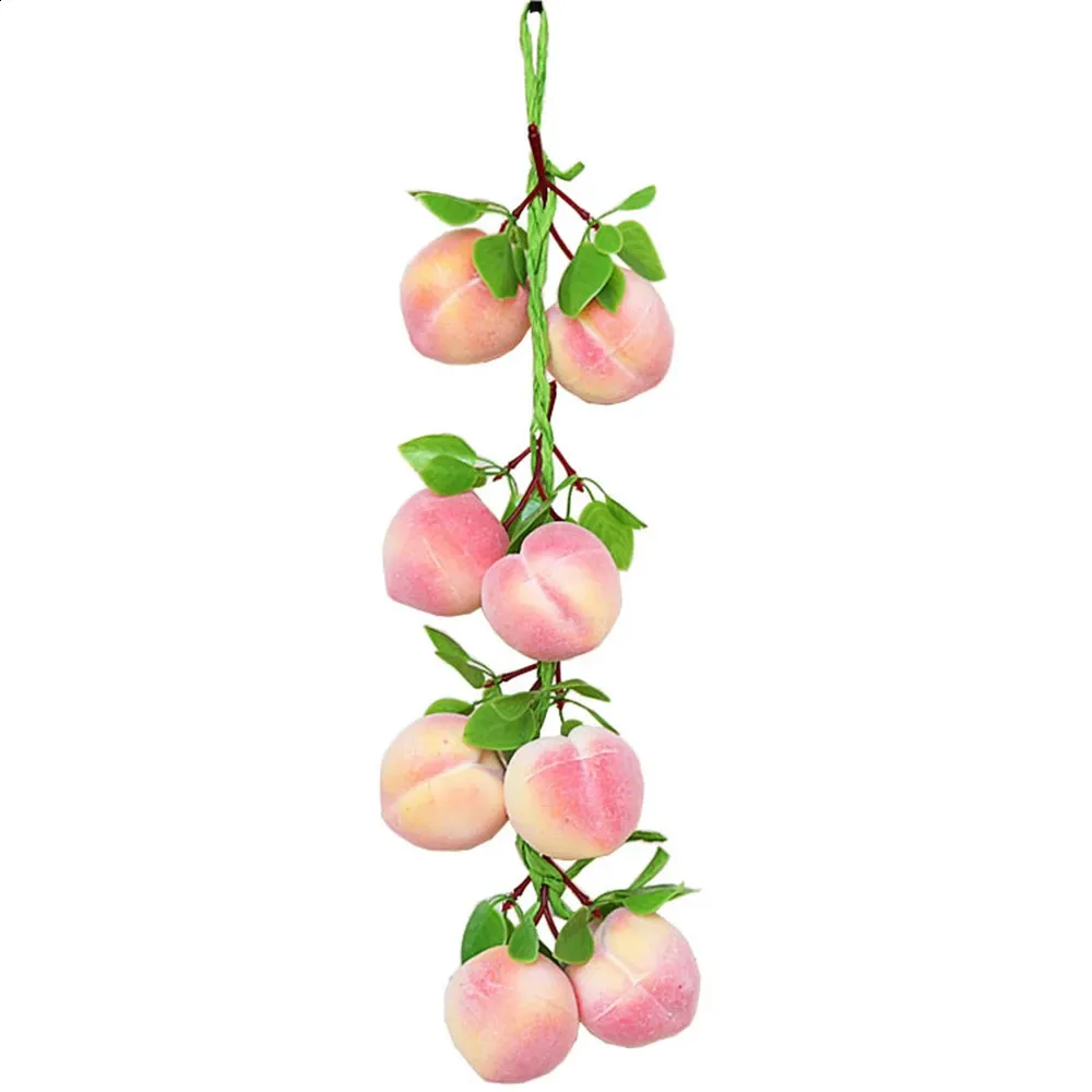 1PCS/5PCS Artificial Fruit Peach String Faux Fruits Fake Vegetables Model For Restaurant Hotel Hanging Props Home Shop Pendant