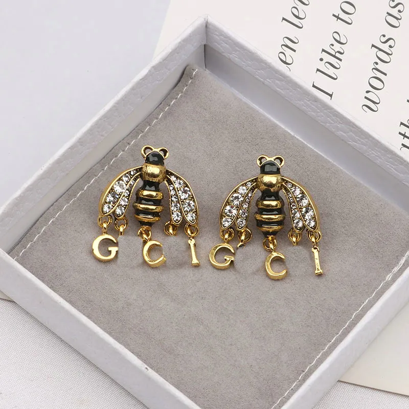 Дизайнерские ювелирные изделия, винтажные серьги-гвоздики в виде пчелы для женщин, серьги с бриллиантами, ювелирные аксессуары, подарки