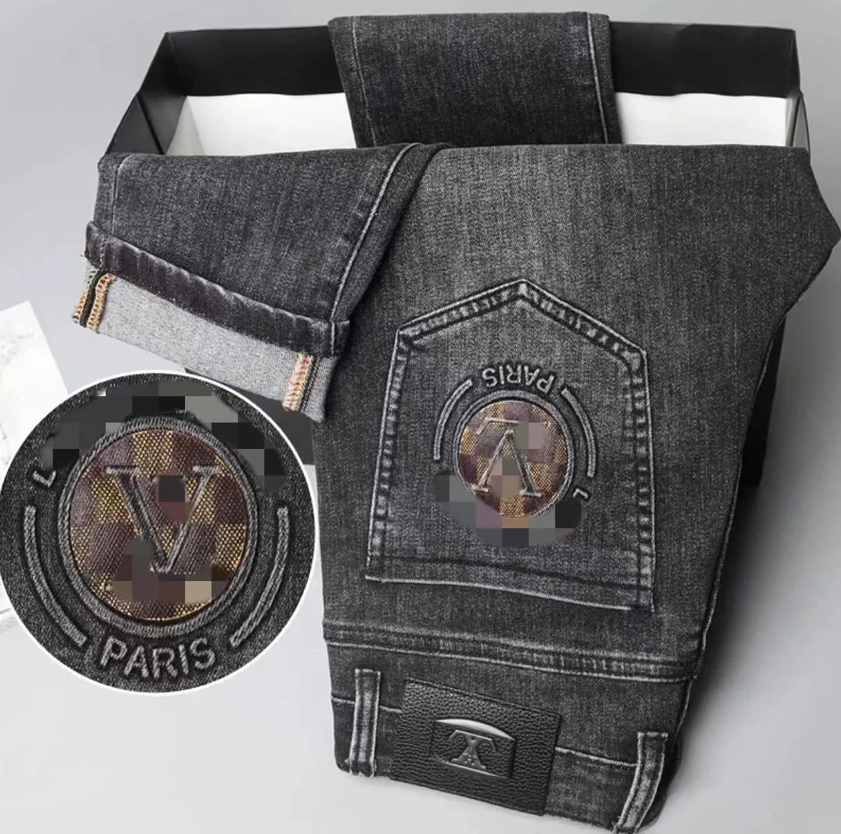 Jeans alla moda da uomo primavera nuovo Tessuto denim lavato in cotone super morbido di alta qualità con un tocco estremamente delicato e un'ottima consistenza