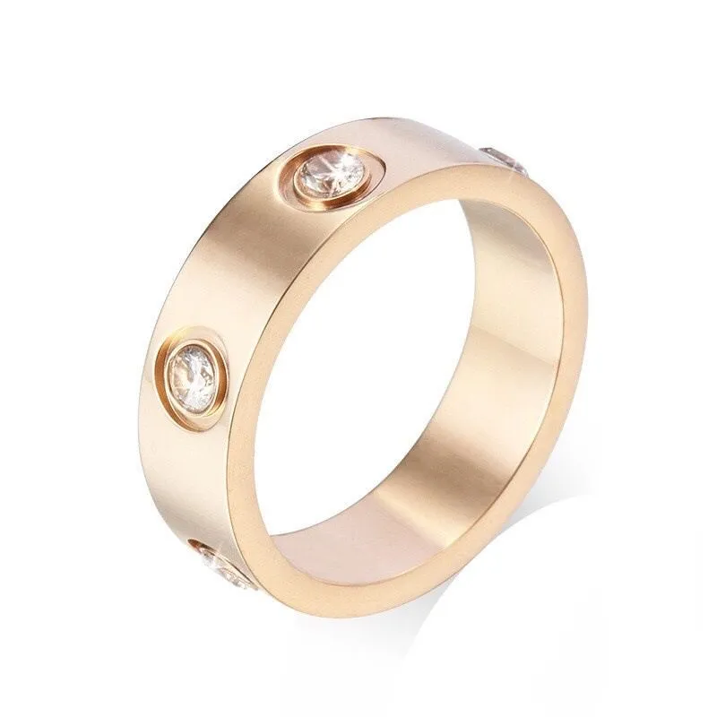 2024 Klassieke Ring titanium staal zilveren liefde ring mannen en vrouwen rose gouden sieraden voor geliefden paar ringen gift diamantq5