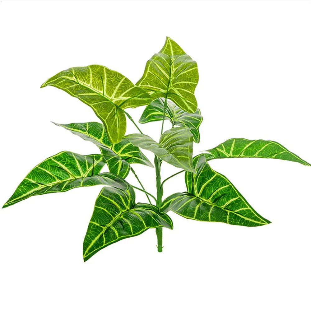 Artificial Plants Green Horseshoe Leaves Plastic Evergreen Fake Tree Branch For Wedding Garden Office Bonsai Materials 9 Heads