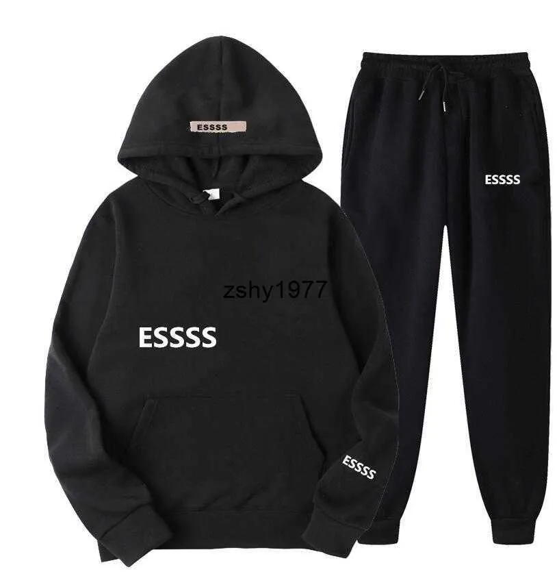 Män Sweatsuit ess Designer Tracksuit Hoodie Sweatshirts Black White Autumn Winter Jogger Sporting Suit Mens Sweat Tracksuits Set Plus Size S-3XL