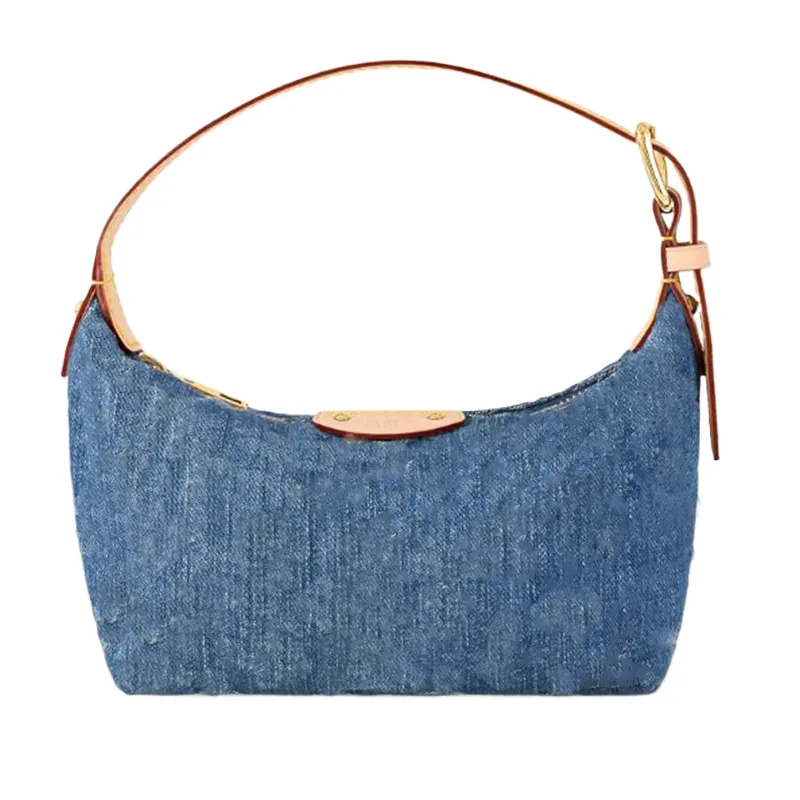 Women Luxury Designer Hills Pochette Blue Denim Canvas Small Clutch Bag