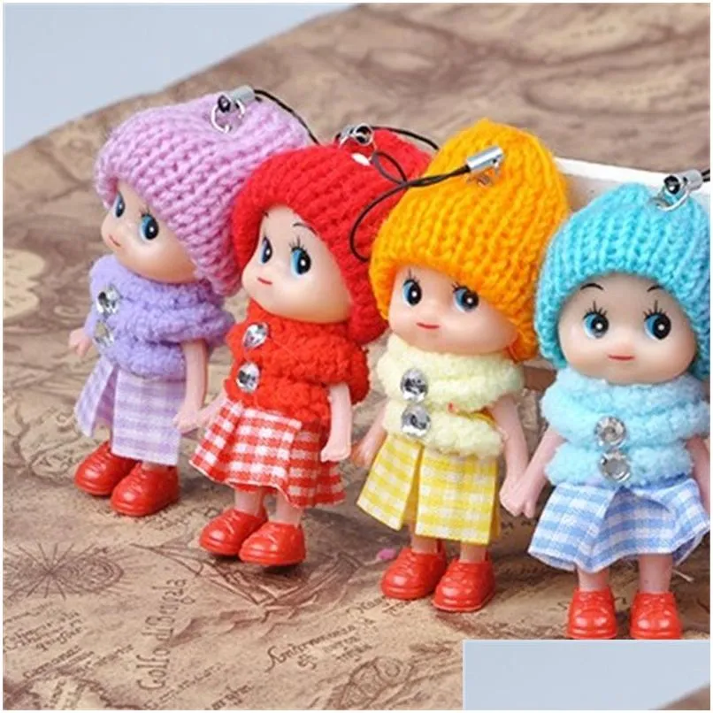 Animali di peluche ripieni 8 cm Pagliaccio Ciondolo per cellulare Gonna scozzese Cappello lavorato a maglia Bella bambola Mini ragazze Ornamenti Giocattoli Bambole regalo Origine Dh1Qb