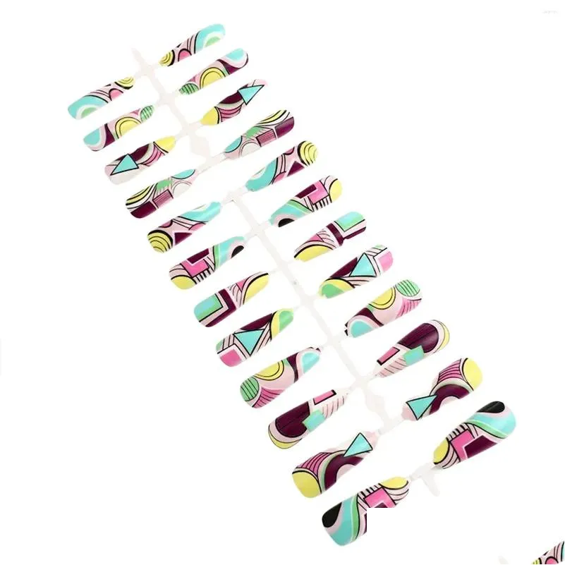 Kunstnagels Geometrische Arc Colorf Fake Lichtgewicht Duurzaam Voor Vrouwen Meisjes Nail Decor Drop Delivery Gezondheid Schoonheid Art Salon Otx91