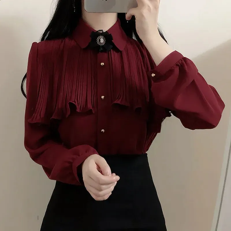 Corée Chic Tops Blusas Japon Style Élégant Mignon Preppy Filles Travail Bouton Chemises Blanches Rétro Flhjlwoc Mode Femmes Blouses 240202