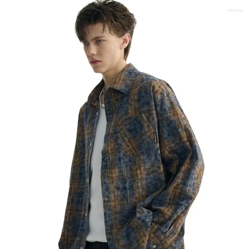 Women's Jackets Shirt Coat Men's Cotton Geometric Pattern Color Matching Loose Casual Versatile SpringAutumn American Retro Burrs Check Thin