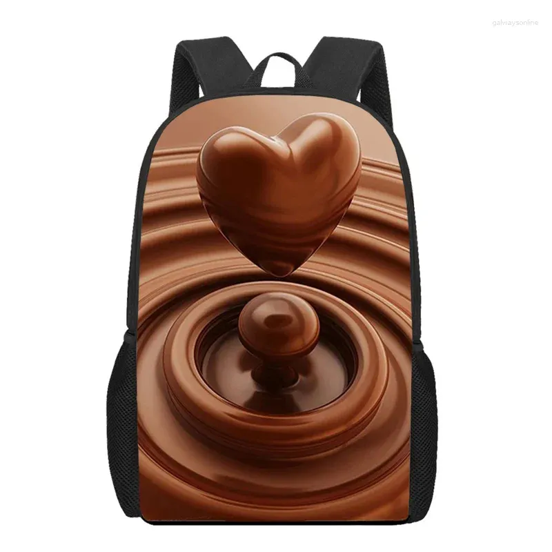Okul çantaları komik çikolata 3d baskı çocuklar çocuklar sırt çantası kızlar erkek kitap genç dizüstü bilgisayar seyahat sırt çantası