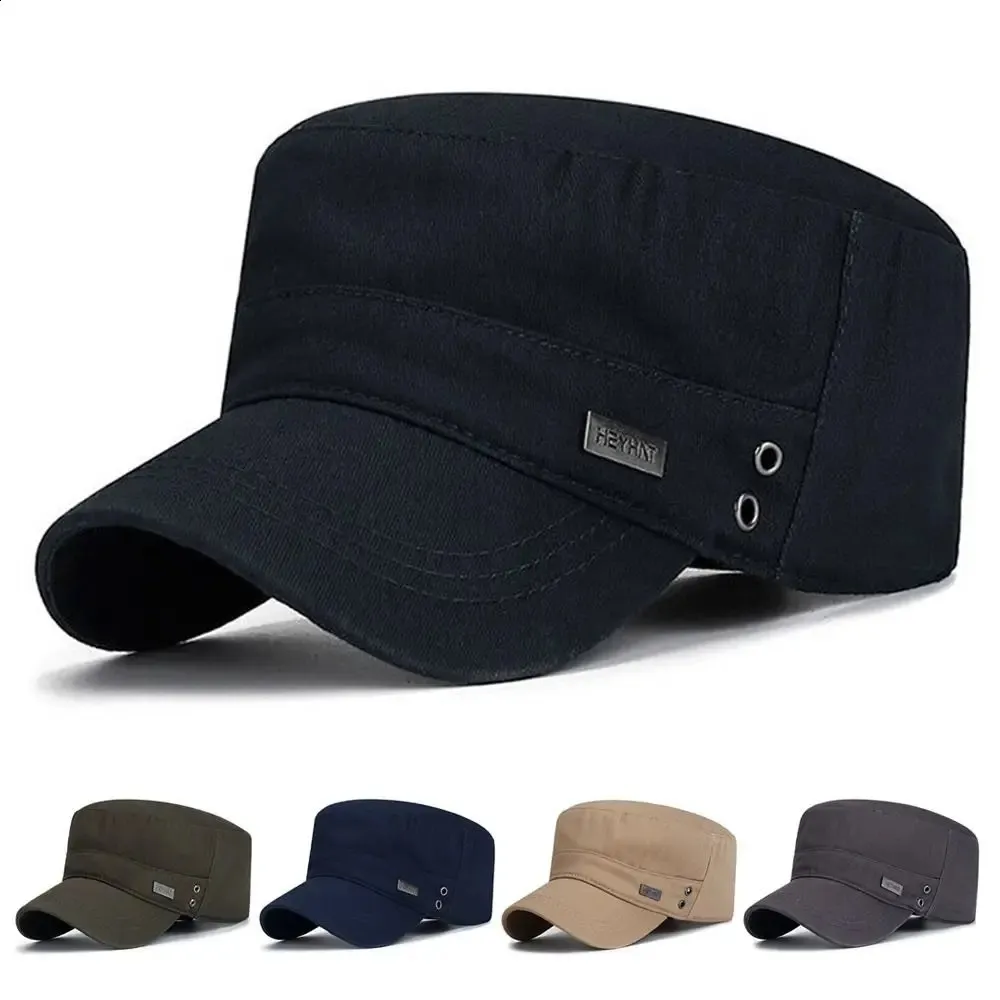 Men Unisex Army Hat Baseball Cap Cotton Cadet Military Breathable Combat Fishing Flat Adjustable 240130