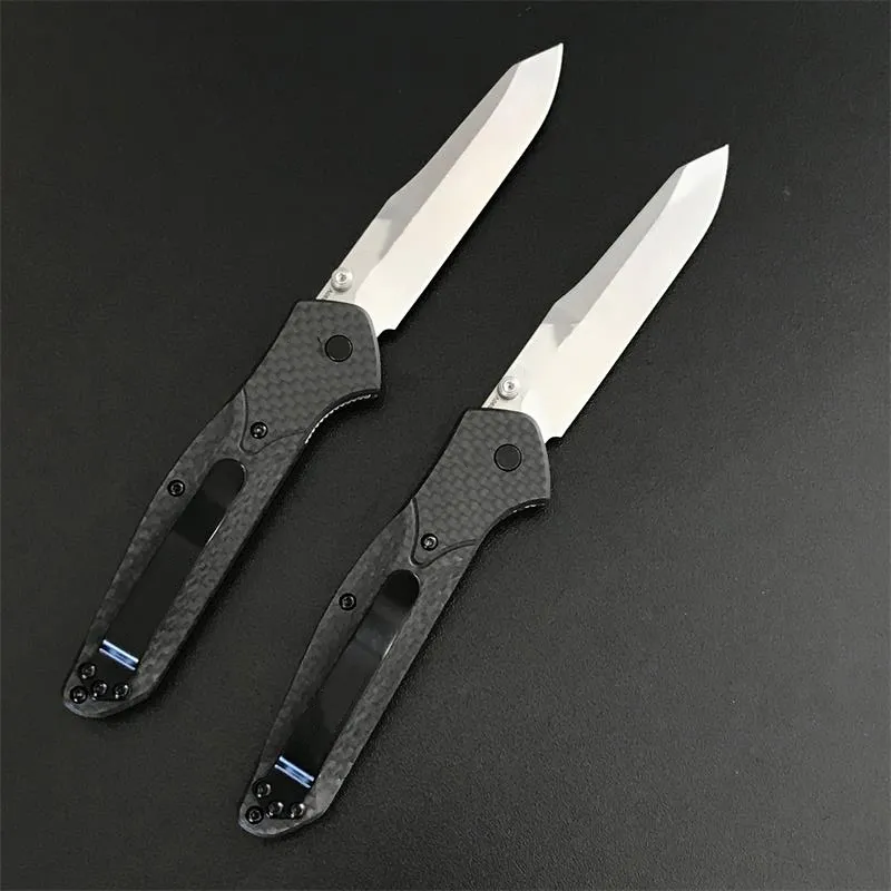 Outdoor BM 940 Folding Knife Carbon Fiber Handle Stone Washing Blade Hunting Safety Defense Pocket Military Knives