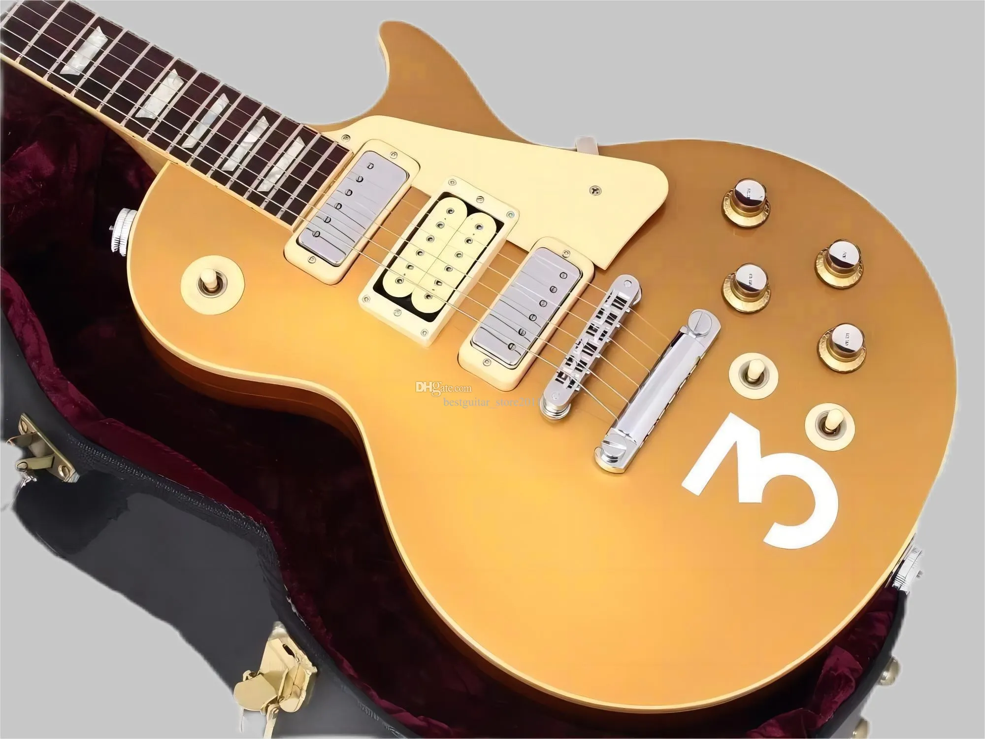 희귀 Pete Townshend #3 Deluxe Goldtop Gold Top Electric Guitar 3 미니 험버커 픽업, 그로버 튜너, 크롬 하드웨어