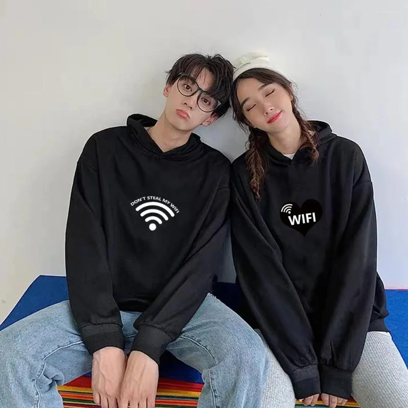 Felpe con cappuccio da donna Don't Steal My Wifi Coppia Felpe in cotone Coreano Pullover casual Donna Uomo Lettera stampata Streetwear Top Felpa