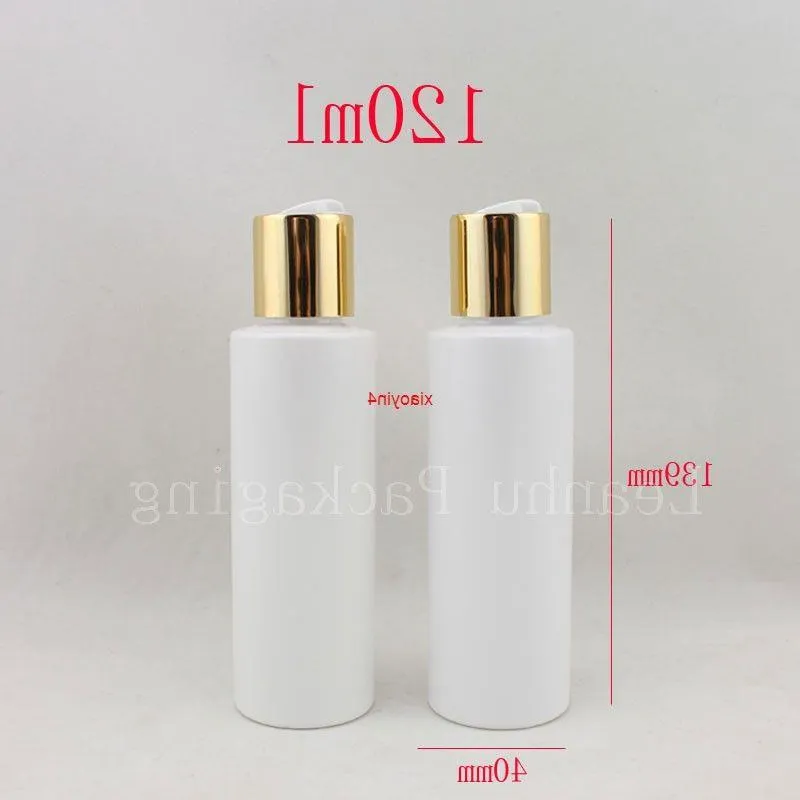 wholesale,120ml white round cosmetic packaging bottles containers with disc top cap , lotion bottle for personal caregood package Tishn
