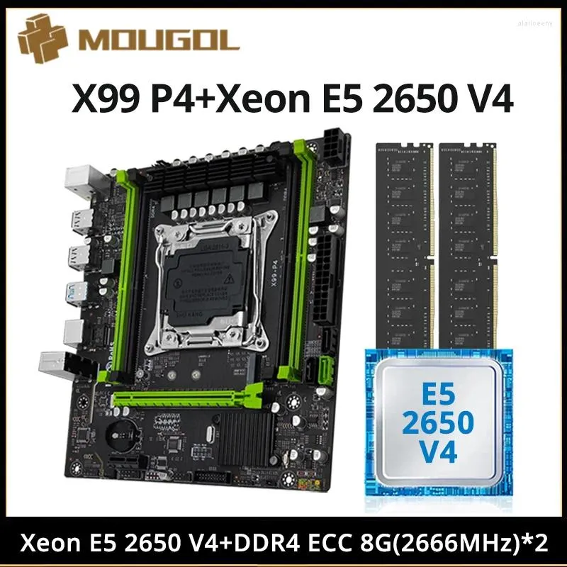 Motherboards MOUGOL X99 P4 Motherboard Set With Intel Xeon E5 2650 V4 CPU & Dual-channel DDR4 8Gx2 2666MHz ECC RAM For Gaming Computer