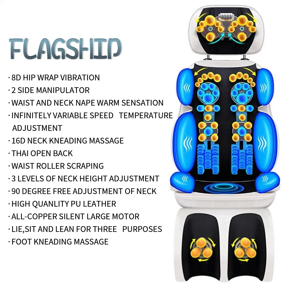 Electric Vibrating Full Body Massage Cushion Neck Back Waist Hip Leg Chair Heating Muscle Stimulato Massager220V y240118