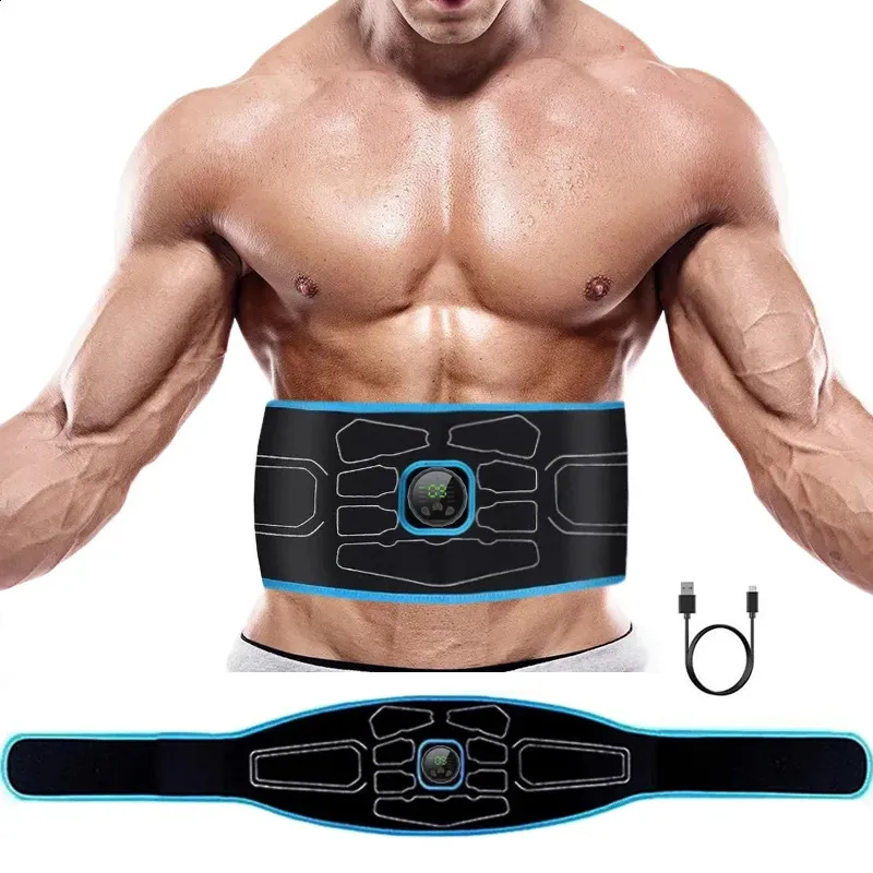 EMS muskelstimulering Abdominal Toning Belt Abs Stimulator Muscle Toner Body Slimming Hem Gym Fitness Equiment Drop 240123