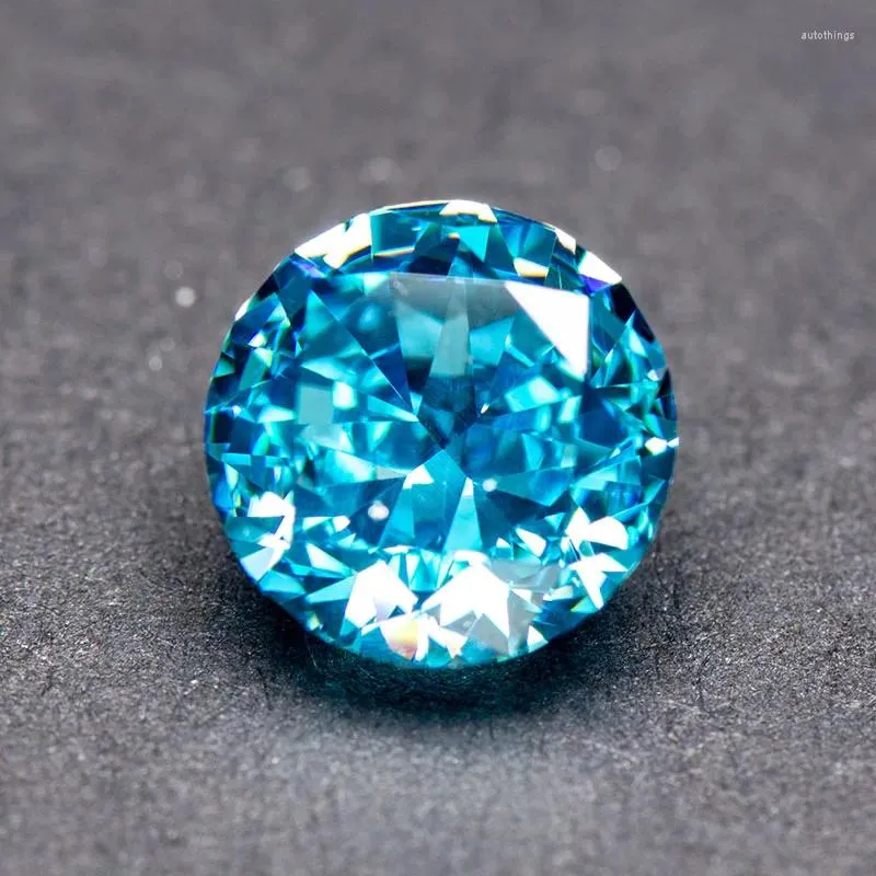 Pedras preciosas soltas zircônia cúbica luz mar cor azul forma redonda 4k corte esmagado pedra preciosa cz sintética para diy jóias fazendo material