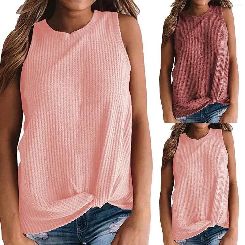 Women's Tanks Womens Casual Tops Sleeveless Cute Knot Knit Shirts Tank Padded Shirt All Athletic Top A