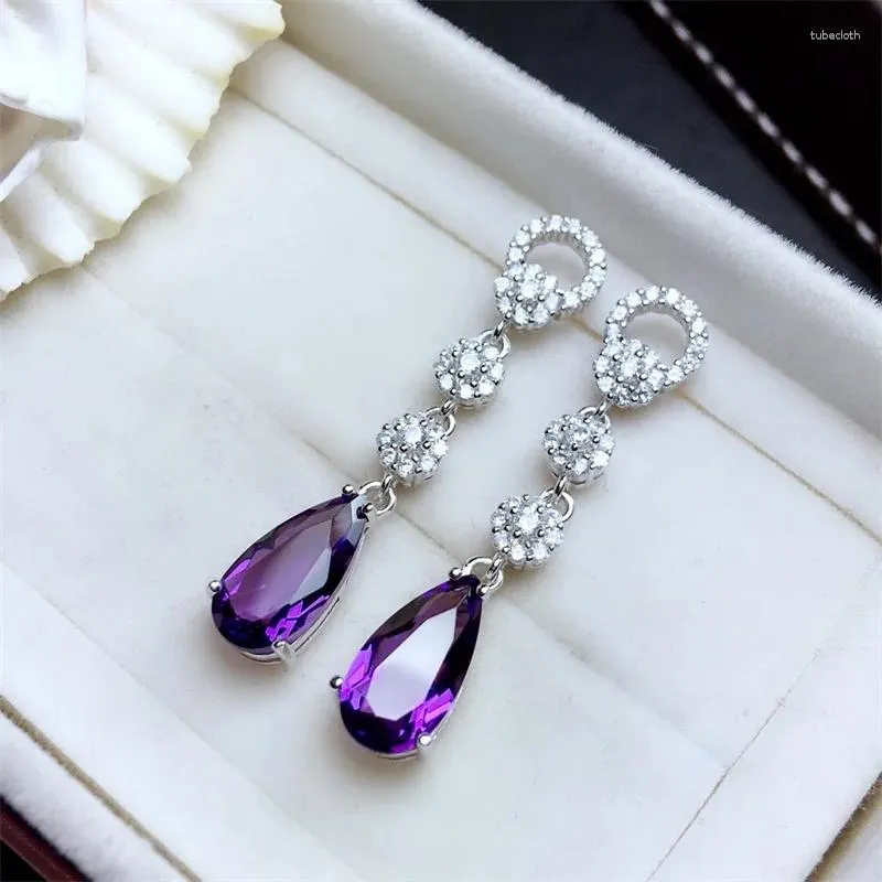 Kolczyki Dangle Caoshi Urocze wisiorek dla kobiet Purple Crystal Biżuteria Ceremonia rocznica
