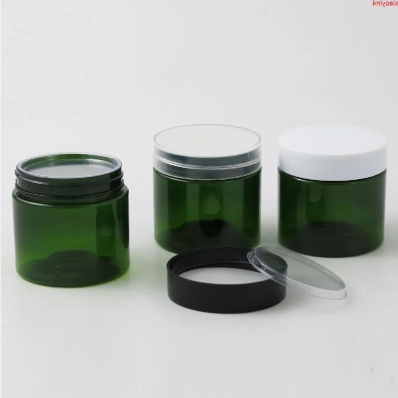 60g Vide Voyage Vert PET Crème Bouteille Pots 2oz Emballage Cosmétique Rechargeable avec Couvercles En Plastique Blanc Noir Cap 50pcshaute qualité Egfdt