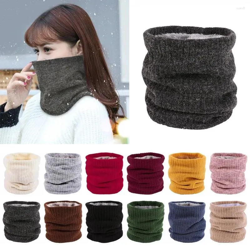 Bandanas Soft Shawl Wrap Sticke Collar Scarf Thick Double-Layer Neck Warmer Winter Gaiter Fleece Foded Circle Loop Scarves