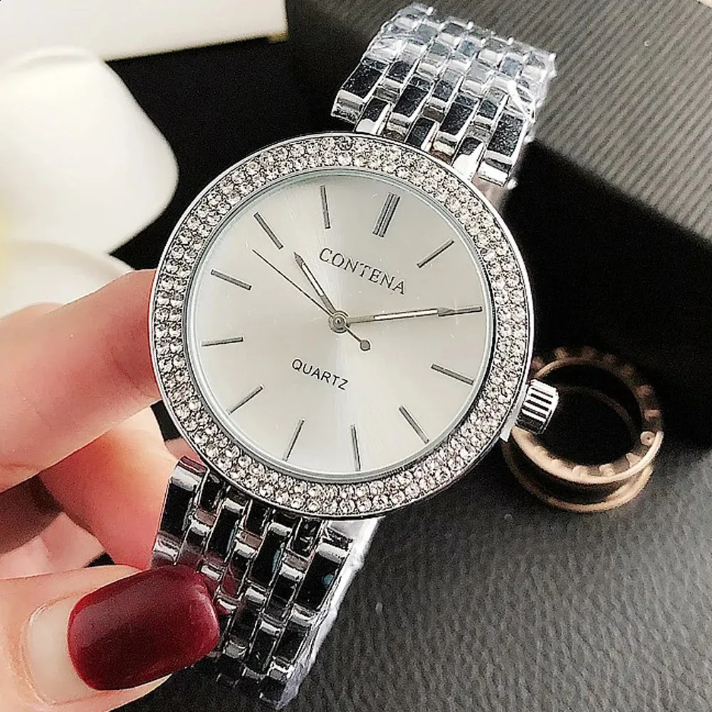 Relogio Feminino Crystal Diamond Watch Luxury Silver Woches Watchs Fashion Womens Watches Full Steel Grow Watch Clock SAAT 240118