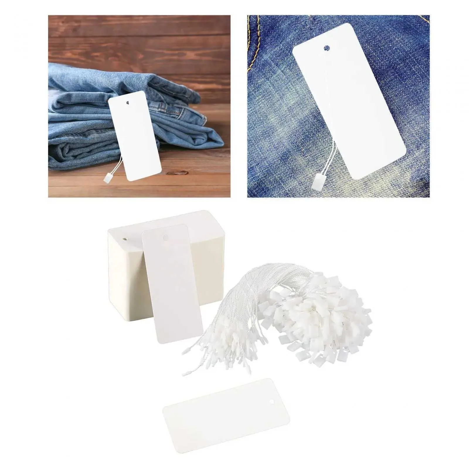200 Pieces Price Tags Marking Strung Tags Writable Hang Tags with String for Retail, Jewelry, Product, Gift Bags, Shipping