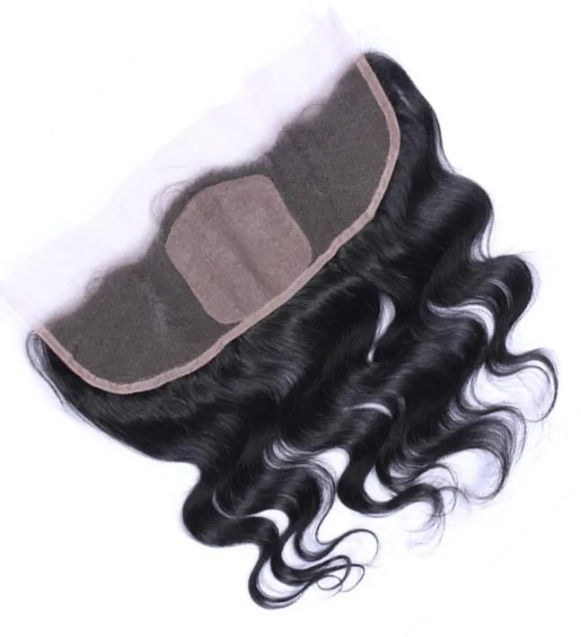 9A Peruansk kroppsvåg Silk Base Frontal Hair Middle 3 Part Spets Front med babyhår 13x4 Spets front med Silk Base2144320