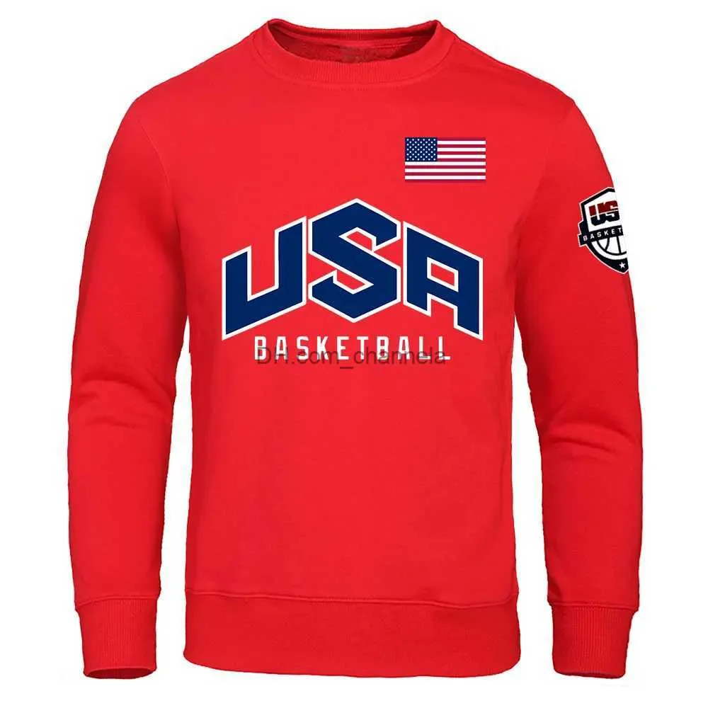 Sweats à capuche pour hommes Sweatshirts Basketball U.S.A Street Pull imprimé pour hommes Pull en polaire à la mode Automne Surdimensionné Sweat à capuche Confortable Casual Male Sportwear T240217