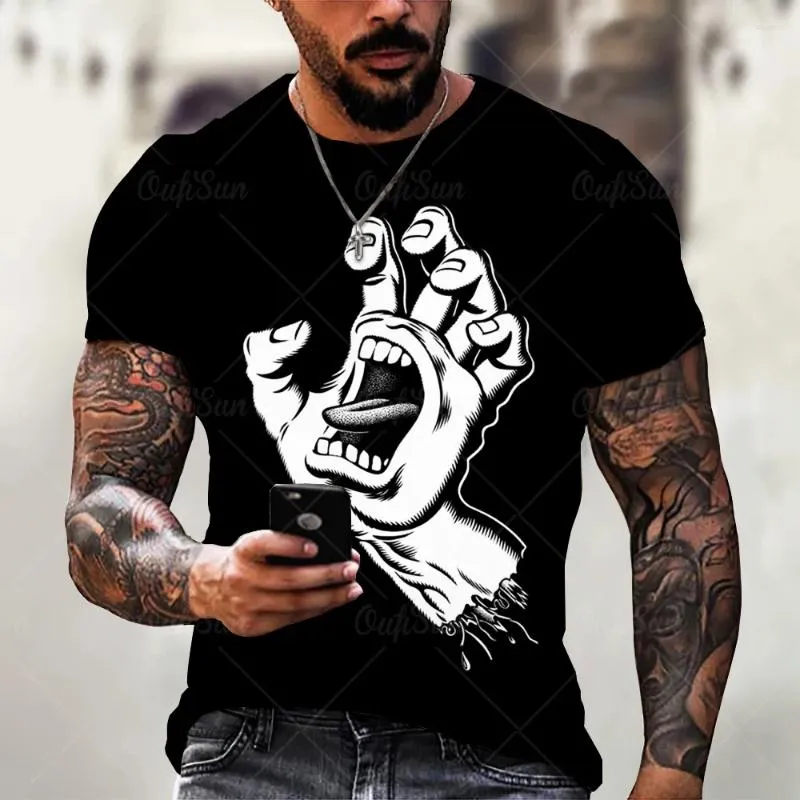 Herren T-Shirts T-Shirt Hand 3D-Druck Grafik Persönlichkeit Sommer Streetwear T-Shirt O-Ausschnitt Kurzarm Lässig Übergroß