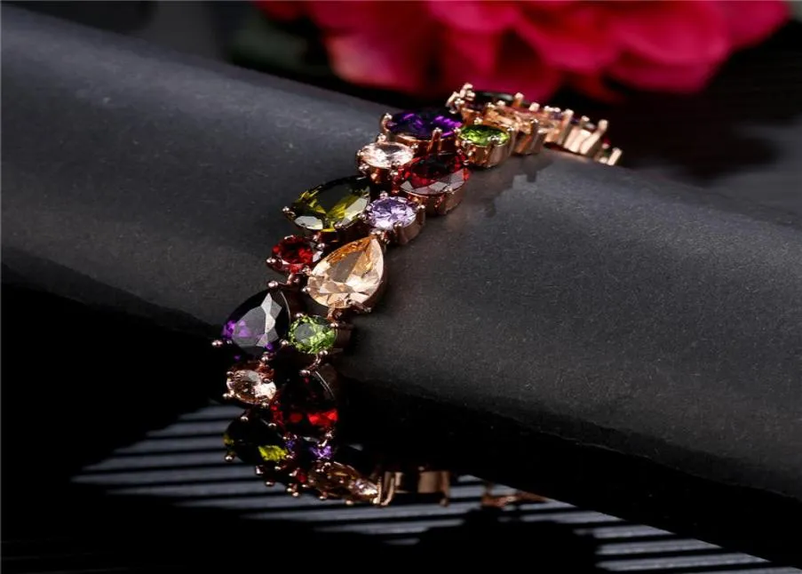 Mona Lisa Color Zircon Armband Färgglada Rose Gold Armband Women039S Armband Fashion Jewelry Luxury Designer Jewelry90866024741479