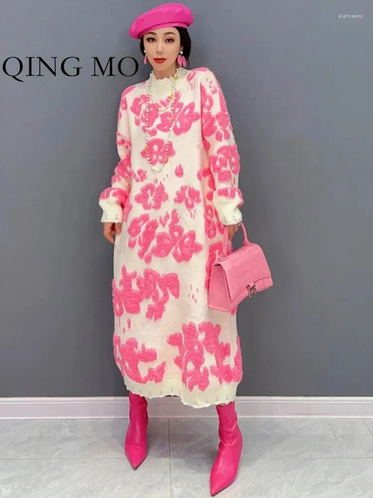 Sukienki swobodne Qing Mo 2024 Zima Koreańska moda