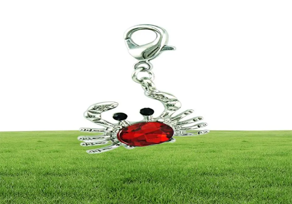 Whole Fashion Floating Lobster Clasp Charms Crystal Crab Animal Pendants DIY Charms For Jewelry Making Accessories6963161