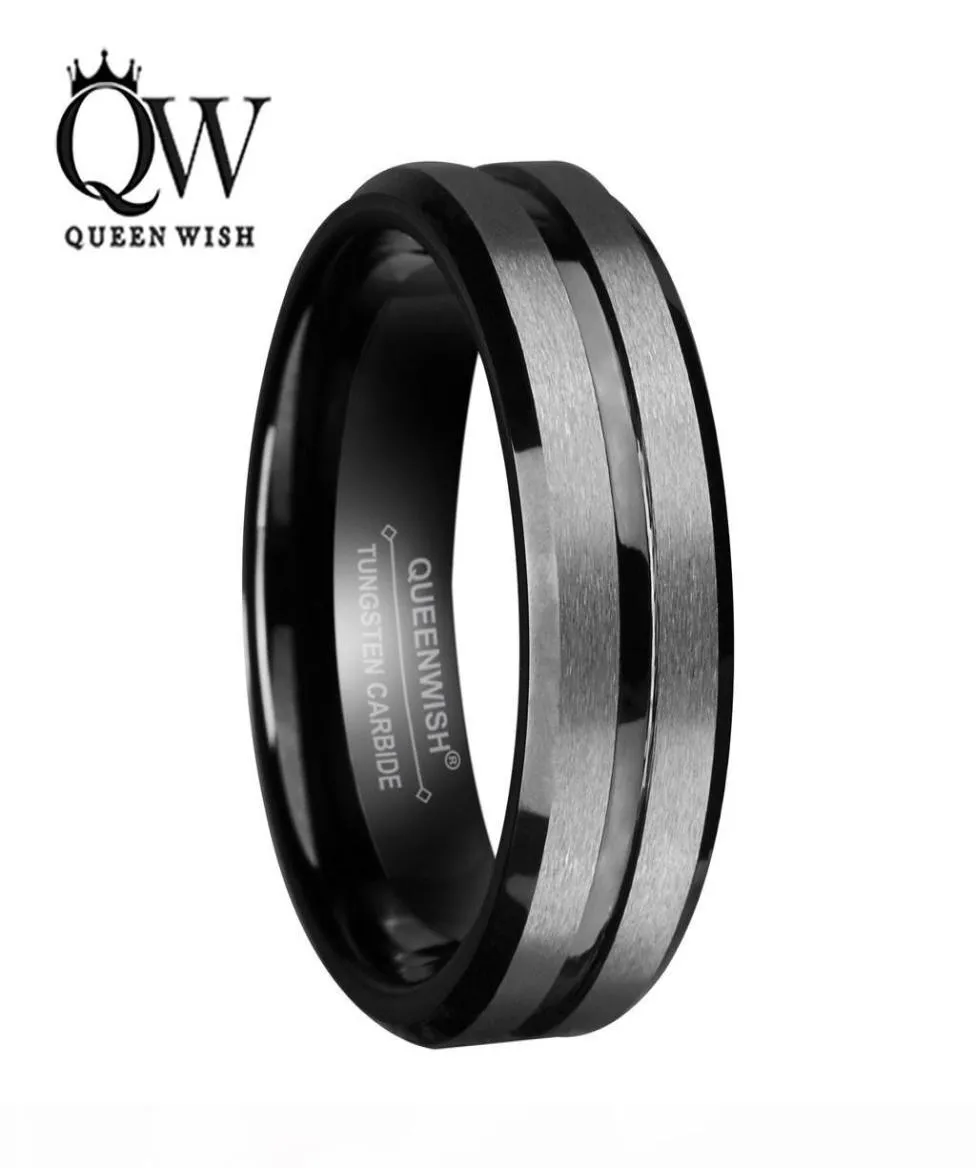 8 mm zwarte wolfraamcarbide ring voor mannen en vrouwen zilver geborsteld en zwarte streep trouwringen belofte ring verlovingsmode je1103563