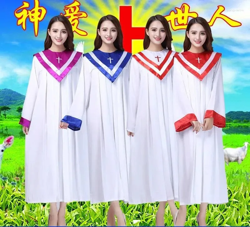 Etniska kläder Christian Church Choir Dress Jesus Class Service Wear Women Sing Rob Wedding Hymn Holy Garments Cosplay 90
