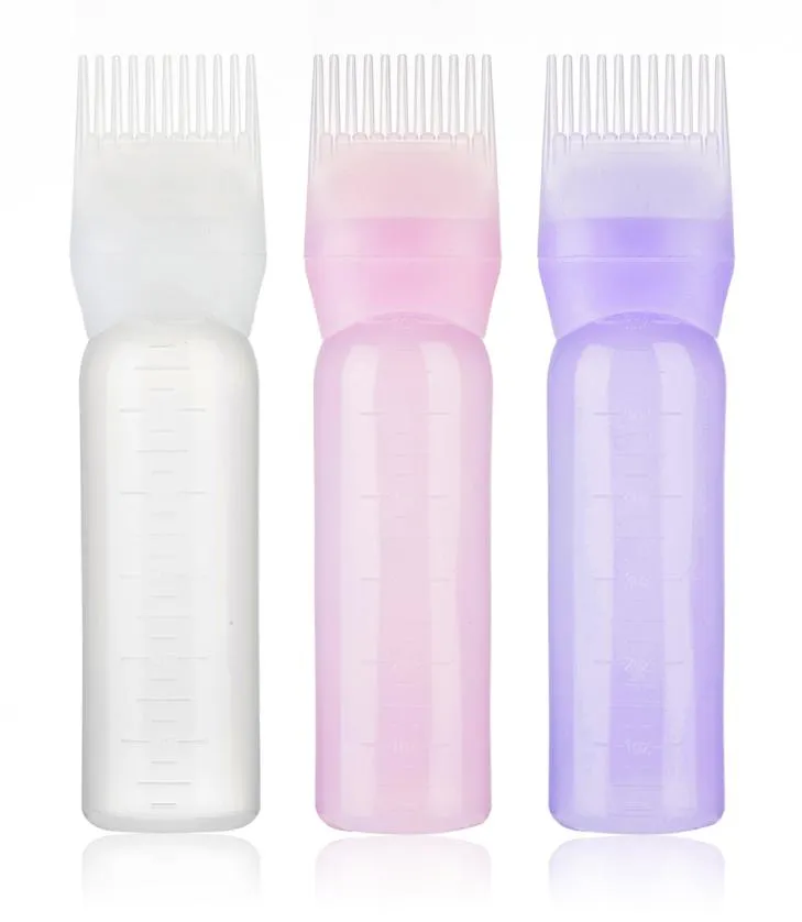 6Oz Haarverffles Met Kam Plastic Wortelkammen Applicator Oliën Flessen Borstel Doseren Salon Kleuren Verven Droog Schoon 120ml1207502