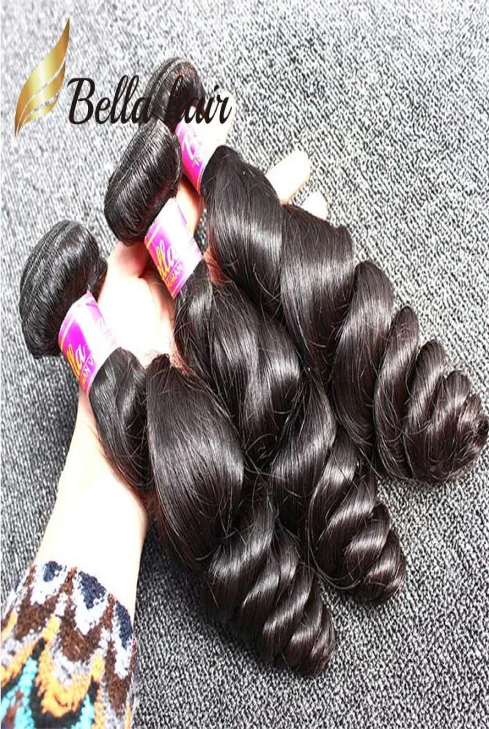 100 non transformés cheveux malaisiens armure 3pcslot couleur noire naturelle trame de cheveux humains ondulés vague lâche Bella Hair6510930