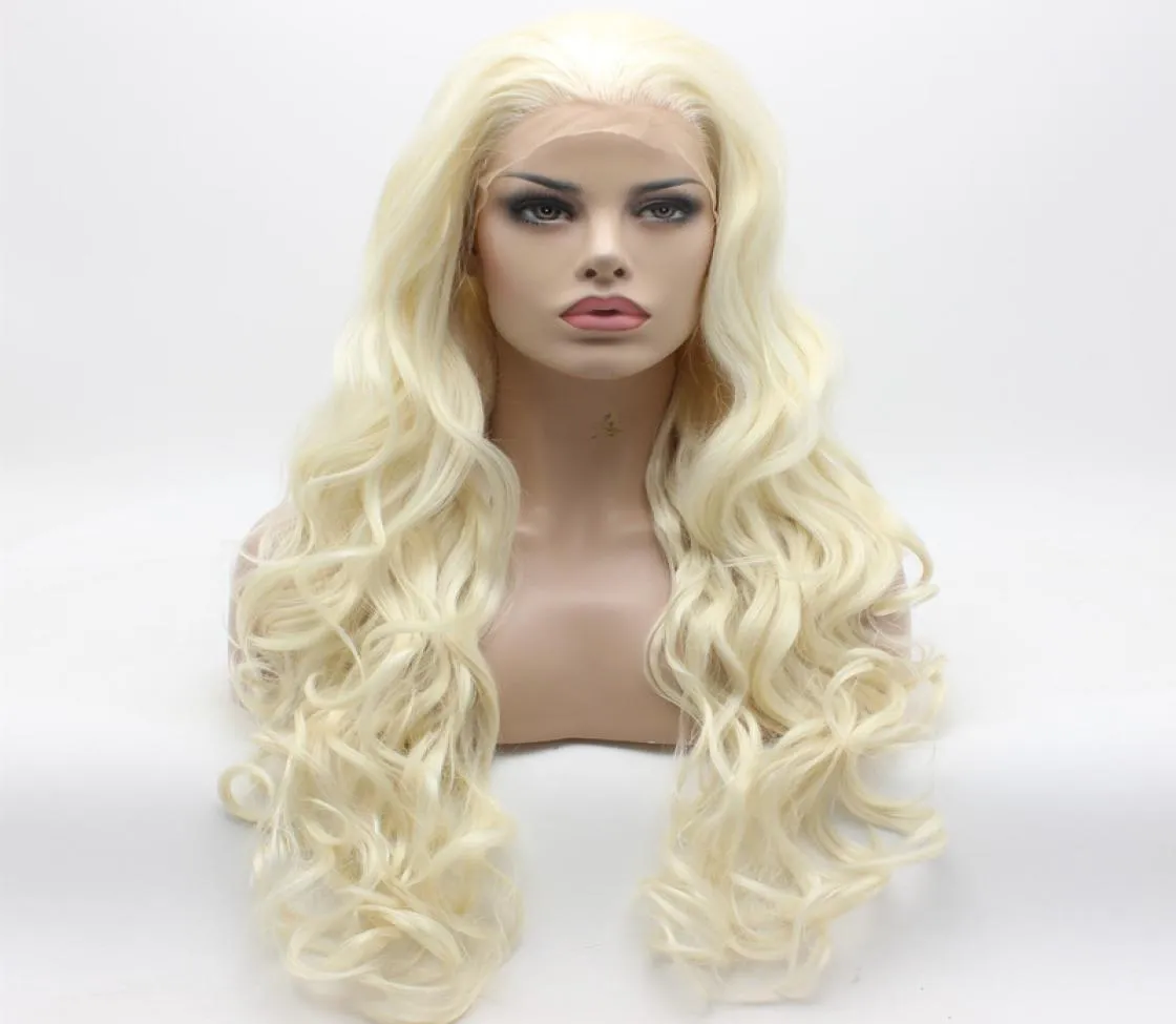 Iwona Hair Beige Favy Long Peruka 51001613 Połowa ręcznie związana odporna na ciepło syntetyczne koronkowe peruki 45884789