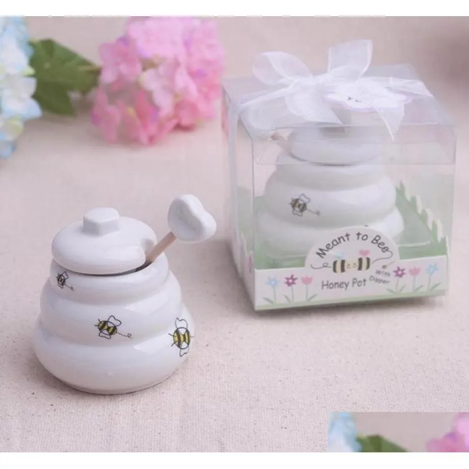 Favor de fiesta 100 PCS Cerámica destinada a la abeja Tarro de miel Pot Favores de boda Baby Shower Sn8026571590 Entrega de gota Home Garden Fiesta festiva DHQ4F