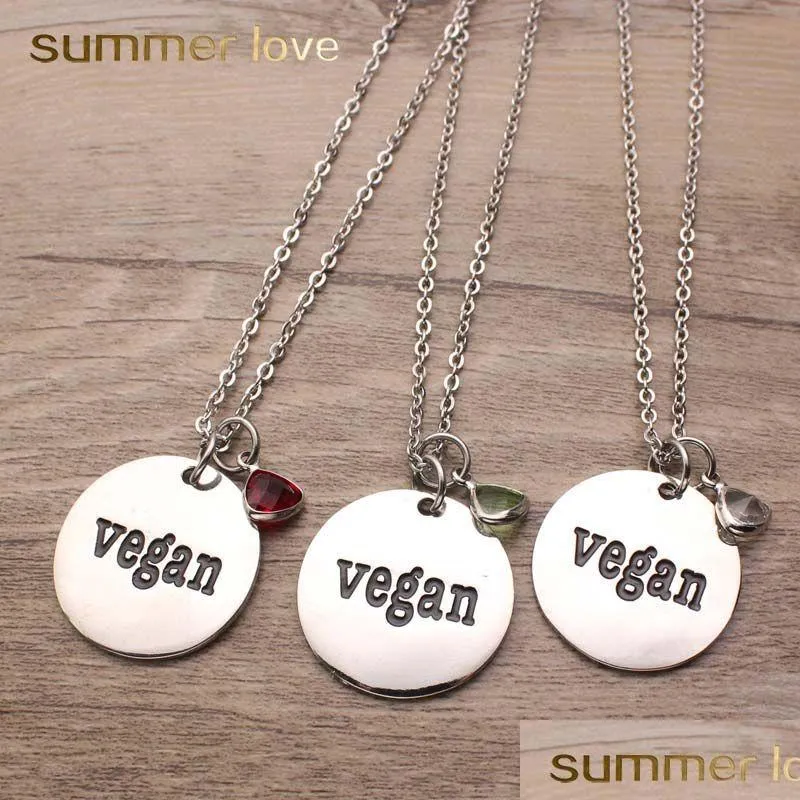 Hänge halsband högkvalitativ vegan bokstav rostfritt stål hänge halsband för kvinnor män mode vegetarisk livsstil sie dhgarden dh5h1