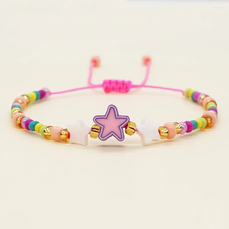 Pulseras de enlace GO2BOHO Pulsera estrella Seashell Heishi Boho Joya de moda Semilla de vidrio multicolor para mujeres Joyería de joyas para niñas