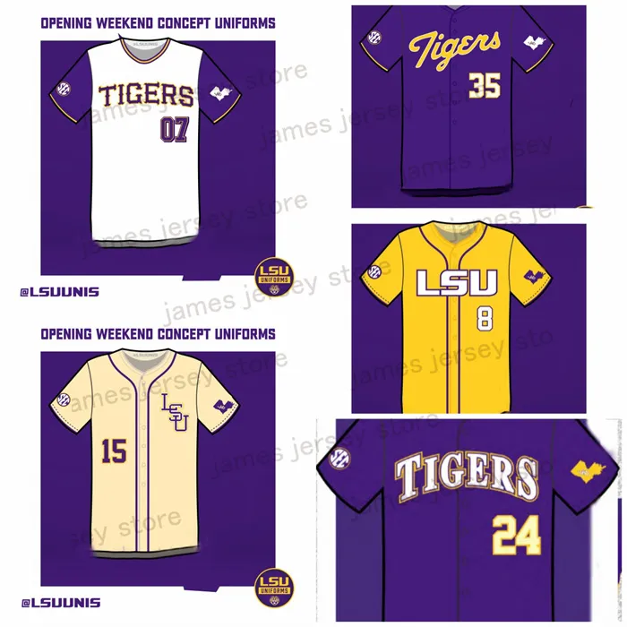 2023 Mens Personalizado LSU Tigers Baseball Jersey Thatcher Hurd Griffin Herring Blake Money Christian Little Nate Ackenhausen Garrett Edwards Samuel Dutton Chase Shores