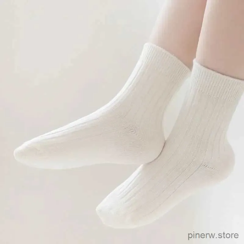 Chaussettes pour enfants 5 paires/lot chaussettes solides pour enfants décontracté bébé filles garçons doux respirant coton rayure automne enfant en bas âge tricoté chaussettes pour enfants pour 1-8 ans
