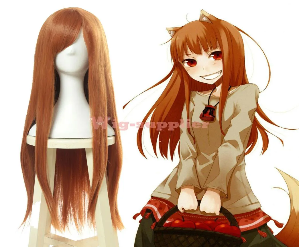 Spice and Wolf Holo Raphtalia parrucca cosplay arancione capelli lunghi lisci donna Anime4038289